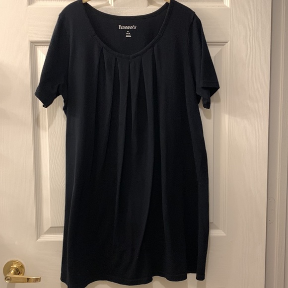 ROMAN’S BLACK KNIT NIGHTIE SZ 14/16 (M) 100% COTTON PLEATED FRONT - Picture 2 of 5